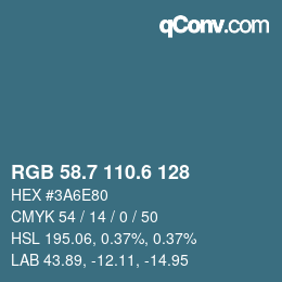 カラーコード: RGB 58.7 110.6 128 | qconv.com