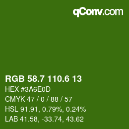 カラーコード: RGB 58.7 110.6 13 | qconv.com
