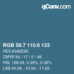 カラーコード: RGB 58.7 110.6 133 | qconv.com