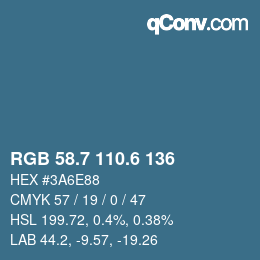 カラーコード: RGB 58.7 110.6 136 | qconv.com