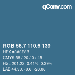 カラーコード: RGB 58.7 110.6 139 | qconv.com