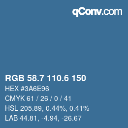 カラーコード: RGB 58.7 110.6 150 | qconv.com