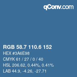 カラーコード: RGB 58.7 110.6 152 | qconv.com