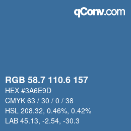 カラーコード: RGB 58.7 110.6 157 | qconv.com