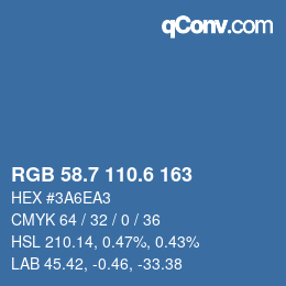 カラーコード: RGB 58.7 110.6 163 | qconv.com