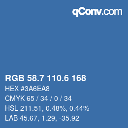 カラーコード: RGB 58.7 110.6 168 | qconv.com