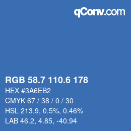 カラーコード: RGB 58.7 110.6 178 | qconv.com