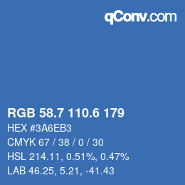 カラーコード: RGB 58.7 110.6 179 | qconv.com