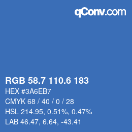 カラーコード: RGB 58.7 110.6 183 | qconv.com