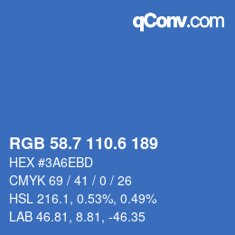 カラーコード: RGB 58.7 110.6 189 | qconv.com