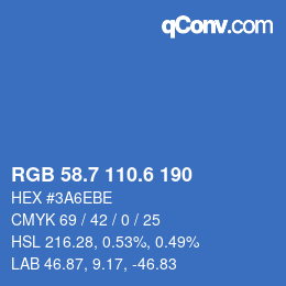 カラーコード: RGB 58.7 110.6 190 | qconv.com
