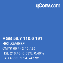 カラーコード: RGB 58.7 110.6 191 | qconv.com
