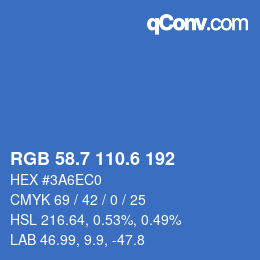 カラーコード: RGB 58.7 110.6 192 | qconv.com