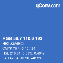 カラーコード: RGB 58.7 110.6 193 | qconv.com