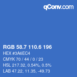 カラーコード: RGB 58.7 110.6 196 | qconv.com