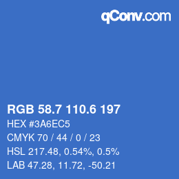カラーコード: RGB 58.7 110.6 197 | qconv.com
