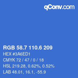 カラーコード: RGB 58.7 110.6 209 | qconv.com