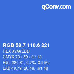 カラーコード: RGB 58.7 110.6 221 | qconv.com