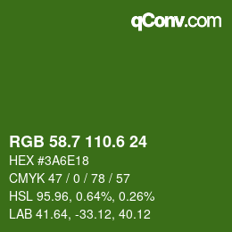 カラーコード: RGB 58.7 110.6 24 | qconv.com