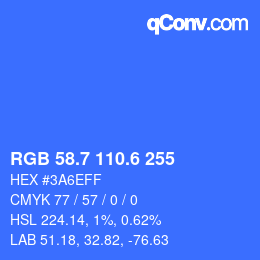 カラーコード: RGB 58.7 110.6 255 | qconv.com