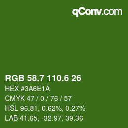 カラーコード: RGB 58.7 110.6 26 | qconv.com