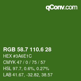 カラーコード: RGB 58.7 110.6 28 | qconv.com