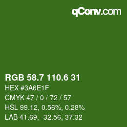 カラーコード: RGB 58.7 110.6 31 | qconv.com