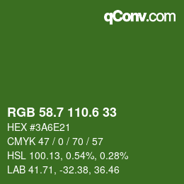 カラーコード: RGB 58.7 110.6 33 | qconv.com