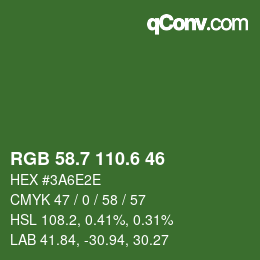 カラーコード: RGB 58.7 110.6 46 | qconv.com