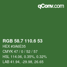 カラーコード: RGB 58.7 110.6 53 | qconv.com