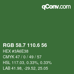 カラーコード: RGB 58.7 110.6 56 | qconv.com