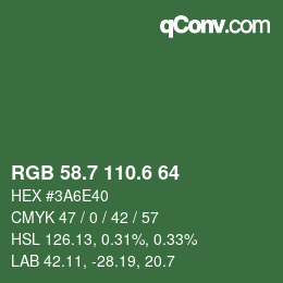 カラーコード: RGB 58.7 110.6 64 | qconv.com
