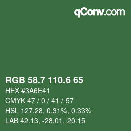 カラーコード: RGB 58.7 110.6 65 | qconv.com