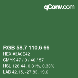 カラーコード: RGB 58.7 110.6 66 | qconv.com