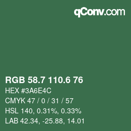カラーコード: RGB 58.7 110.6 76 | qconv.com