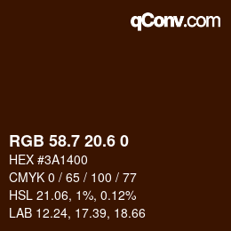 カラーコード: RGB 58.7 20.6 0 | qconv.com