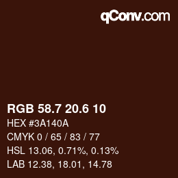 カラーコード: RGB 58.7 20.6 10 | qconv.com