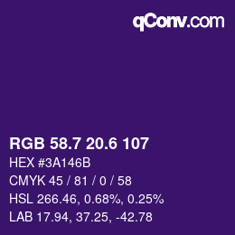 カラーコード: RGB 58.7 20.6 107 | qconv.com