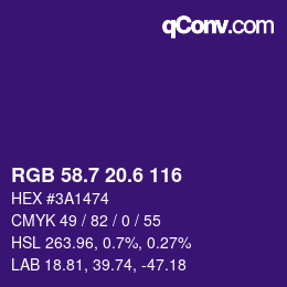 カラーコード: RGB 58.7 20.6 116 | qconv.com