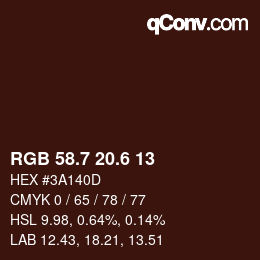 カラーコード: RGB 58.7 20.6 13 | qconv.com