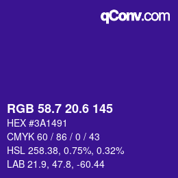 カラーコード: RGB 58.7 20.6 145 | qconv.com