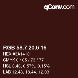 カラーコード: RGB 58.7 20.6 16 | qconv.com