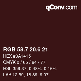 カラーコード: RGB 58.7 20.6 21 | qconv.com