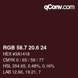 カラーコード: RGB 58.7 20.6 24 | qconv.com