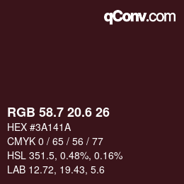 カラーコード: RGB 58.7 20.6 26 | qconv.com