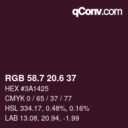 カラーコード: RGB 58.7 20.6 37 | qconv.com