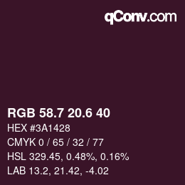 カラーコード: RGB 58.7 20.6 40 | qconv.com