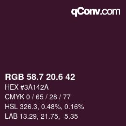カラーコード: RGB 58.7 20.6 42 | qconv.com