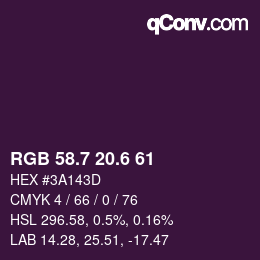 カラーコード: RGB 58.7 20.6 61 | qconv.com