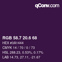カラーコード: RGB 58.7 20.6 68 | qconv.com